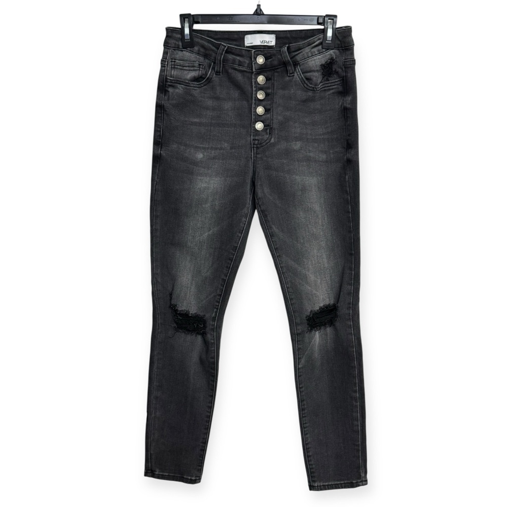 Vervet Women’s Chic Black Distressed Skinny Jeans Size 28